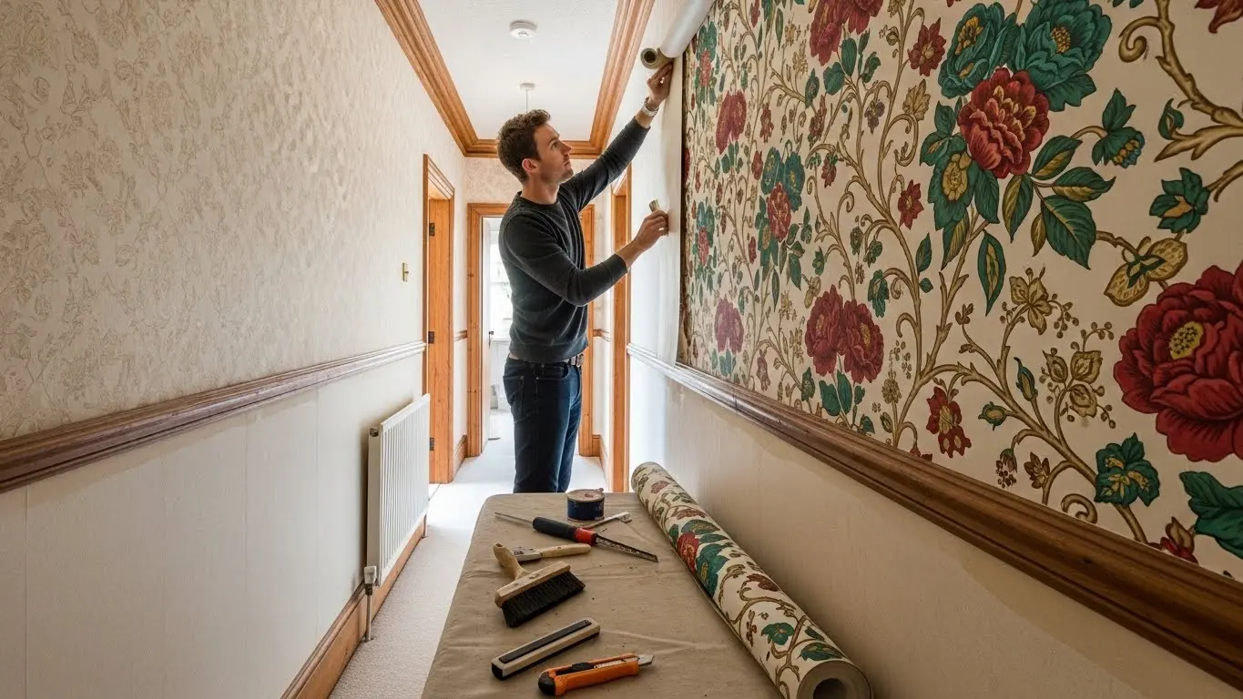 Hallway Wallpapering