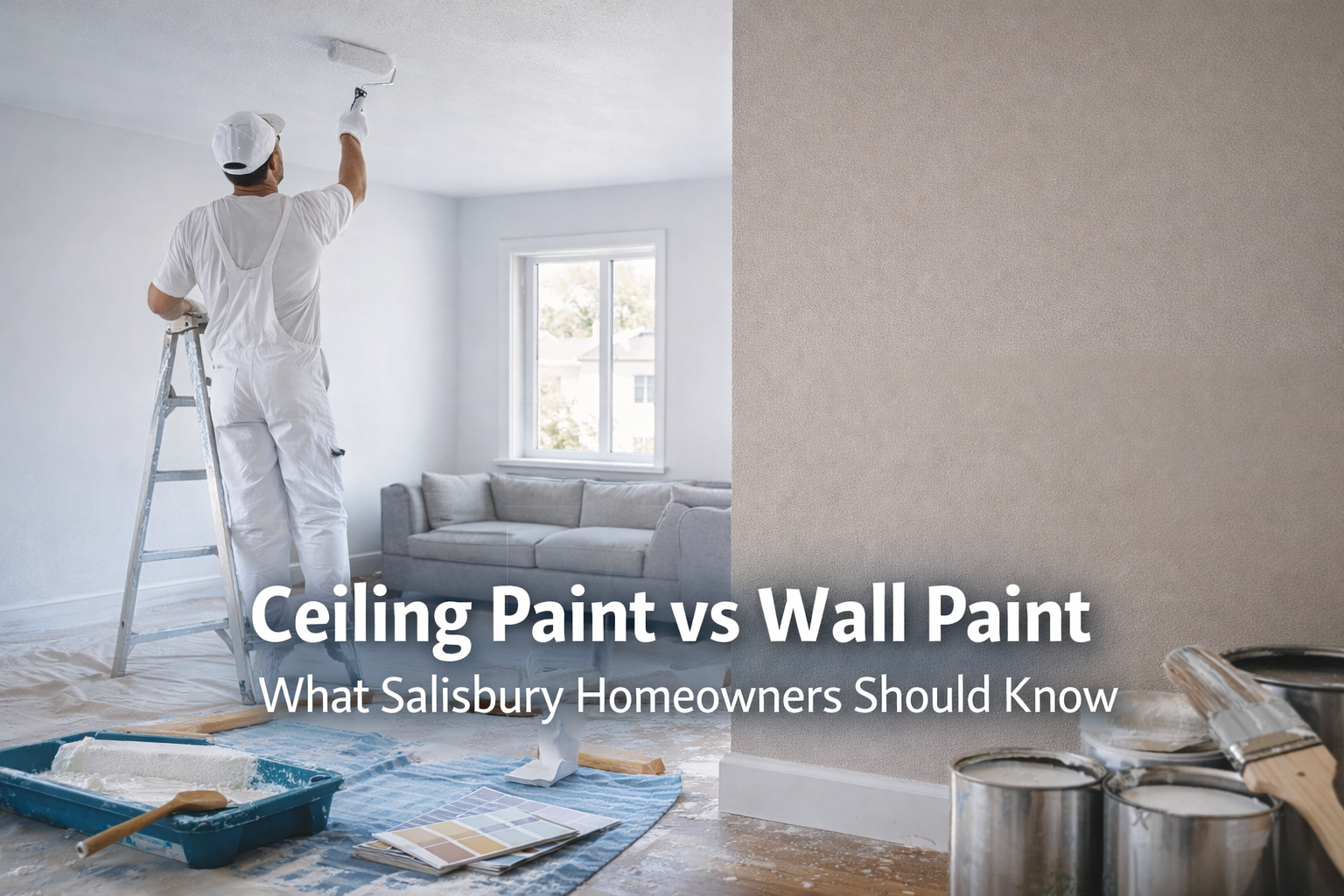 Ceiling and wall painting in progress